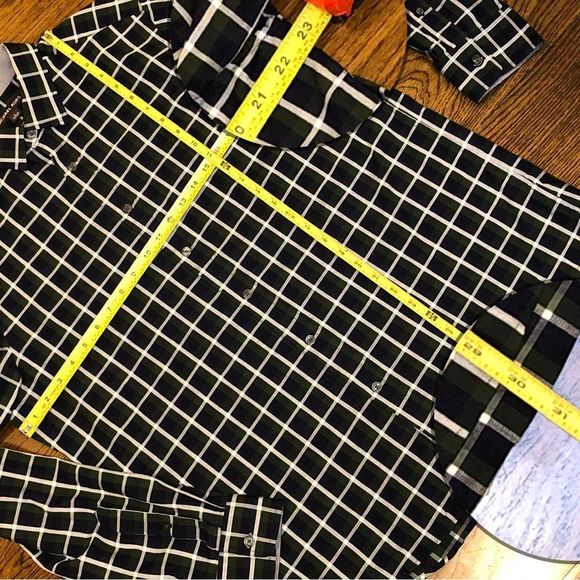 MICHAEL KORS Men’s Blue Green White Plaid Long Sleeve Button Down Shirt Sz LRG - Picture 9 of 11